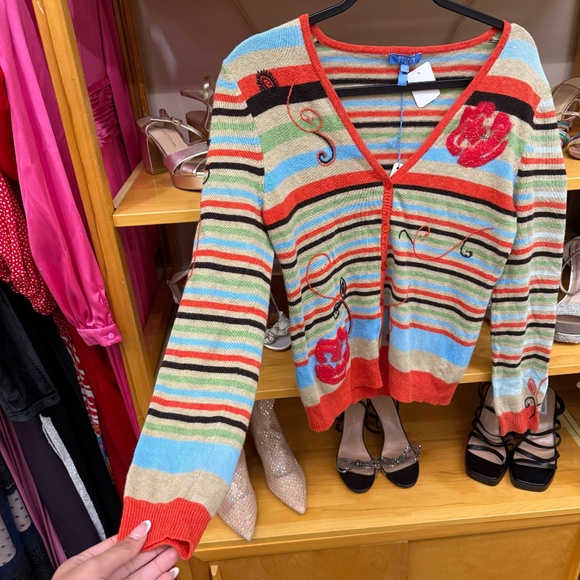 Vintage Escada Sport Floral Cashmere Cardigan Sweater Size Small (NWT) - Picture 4 of 7